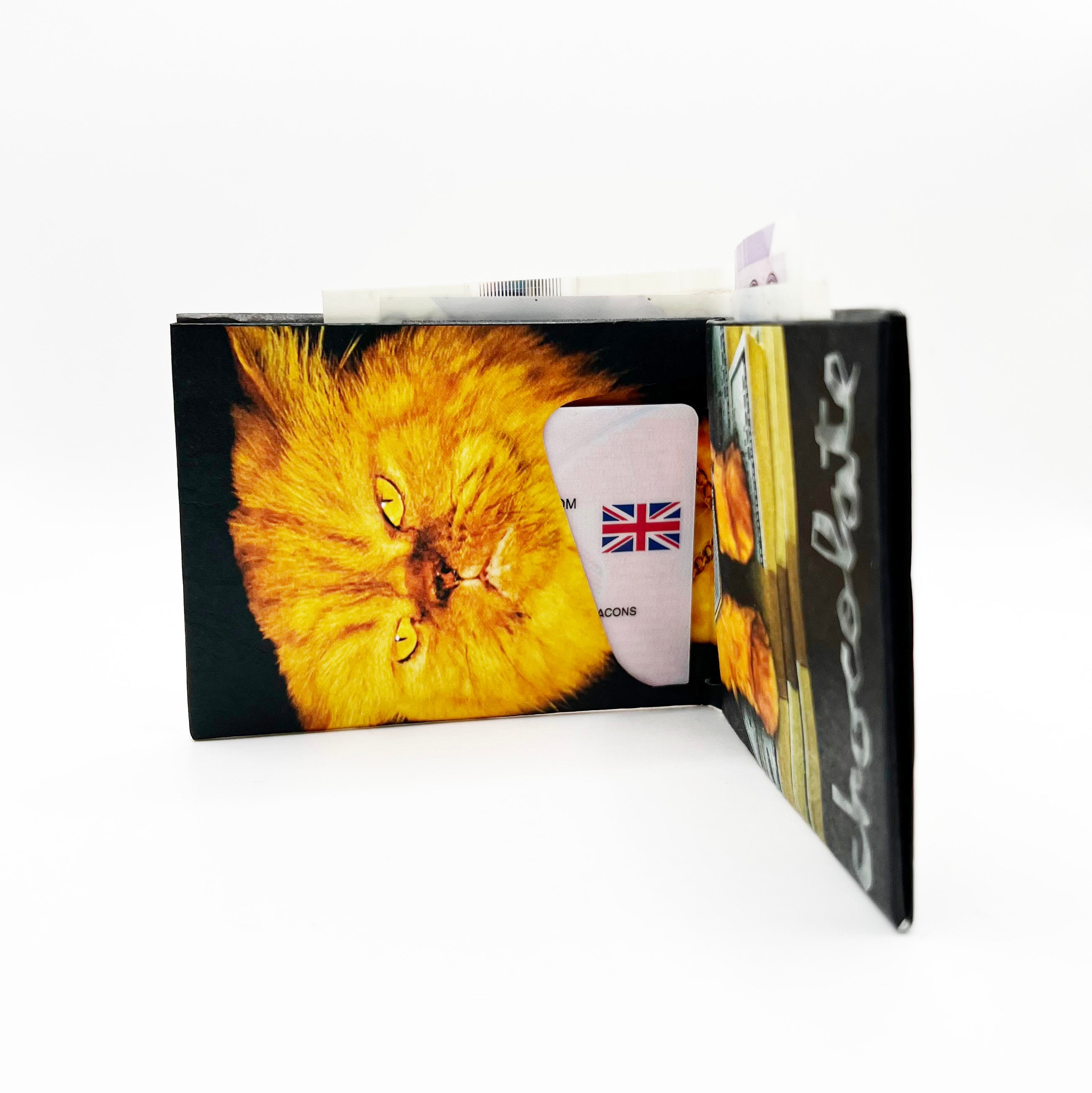 Chocolate Garvey the Cat Tyvek® Wallet open.jpg