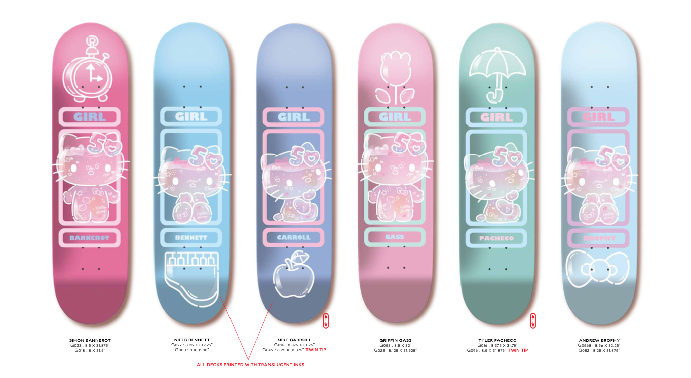 Girl x Hello Kitty Skateboard Deck with Metallic Colors – Crailstore