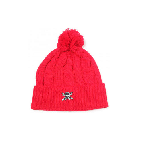 Fourstar Pirate Patch Pom Cable Knit Beanie Red.jpg